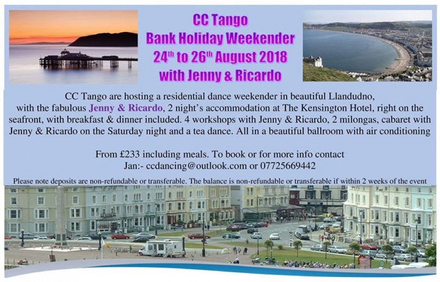 Tango Llandudno Bank Hol Dance Weekender with Jenny Ricardo