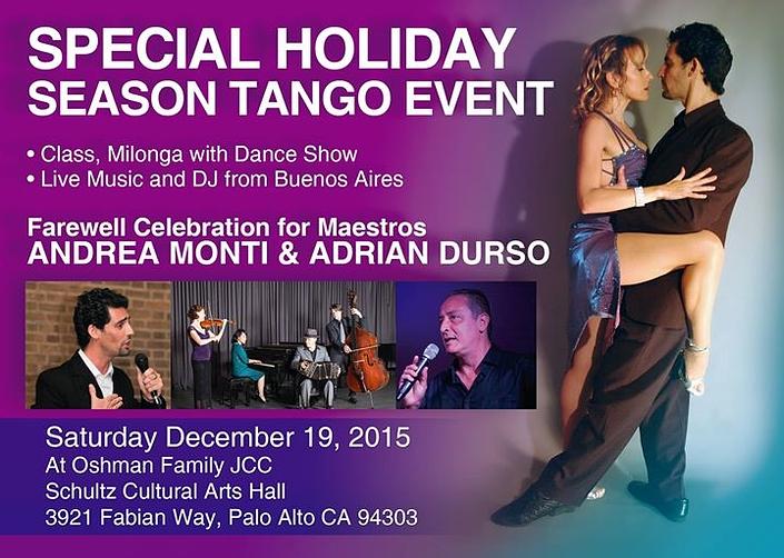 flyer image for SPECIAL HOLIDAY SEASON TANGO EVENT