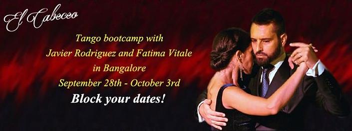 flyer image for Tango bootcamp with Javier Rodriguez and Fatima Vitale