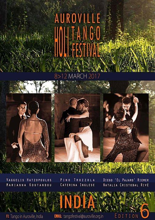 flyer image for Auroville Holi Tango Festival