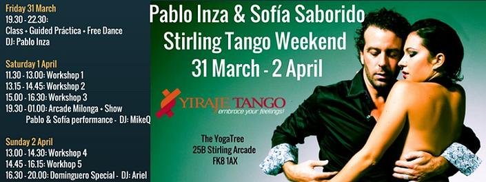 flyer image for YirajeTango Weekend with Pablo Sofia