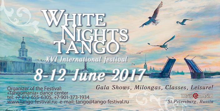 flyer image for XVI White Nights Tango Festival