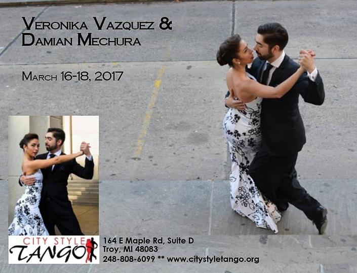 flyer image for Veronica Vazquez Damian Mechura Argentine Tango Workshops