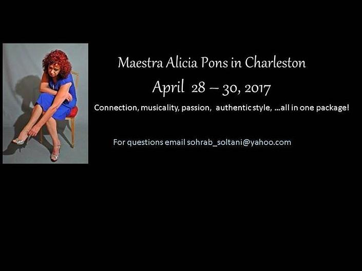 flyer image for Tango Workshops with Alicia Pons in Charleston