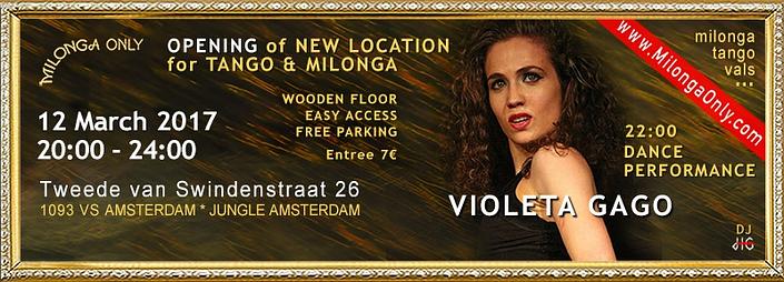 flyer image for Grand Opening New Place for milonga and tango in Amsterdam