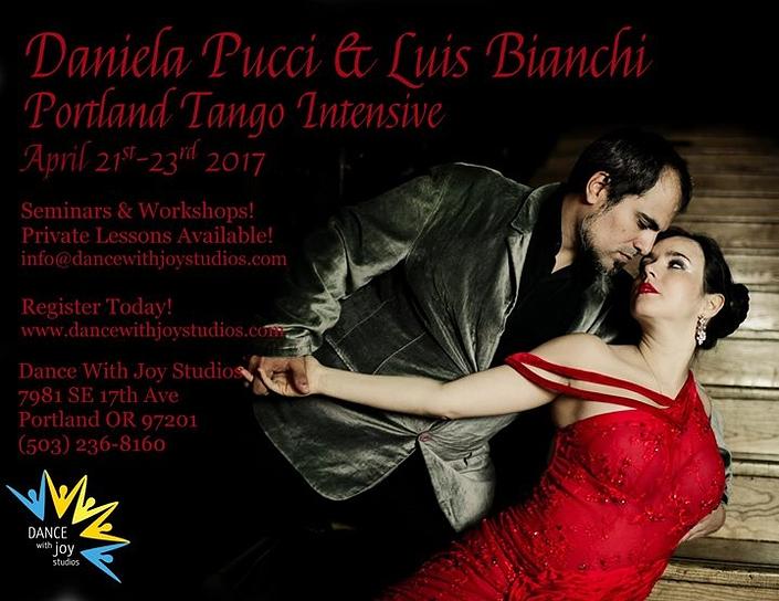 flyer image for Daniela Pucci Luis Bianchi Portland Tango Weekend
