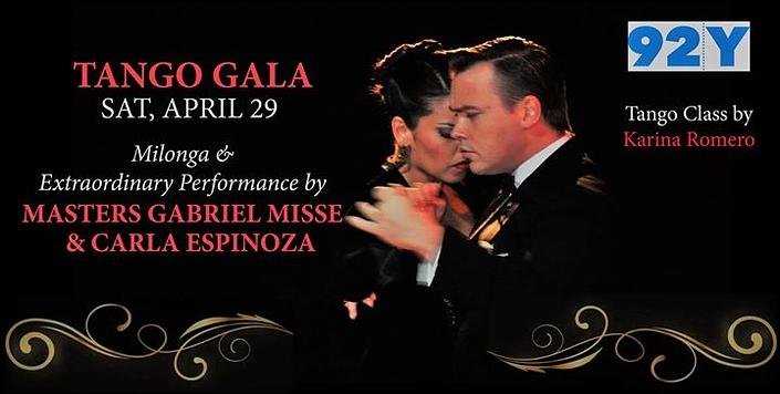 flyer image for Tango Gala at 92Y with Gabriel Misse Carla Espinoza