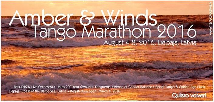 flyer image for AMBER WINDS TANGO MARATHON 2016 Aug 4-8 2016 Liepaja Latvia