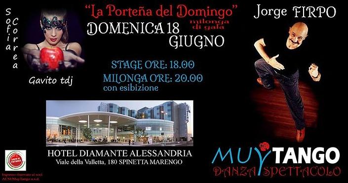 flyer image for la Portena del domingo milonga di gala alessandrina