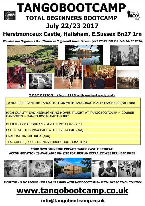 flyer image for Beginners TangoBootCamp Herstmonceux Castle
