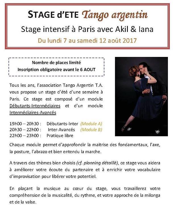 flyer image for STAGE d ETE TANGO A PARIS avec Akil et Iana