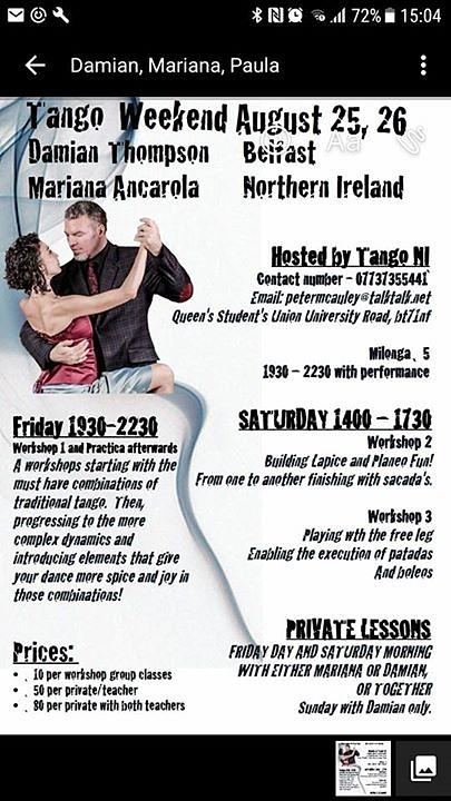 flyer image for Tango Weekend With Damien Thompson And Mariana Ancarola