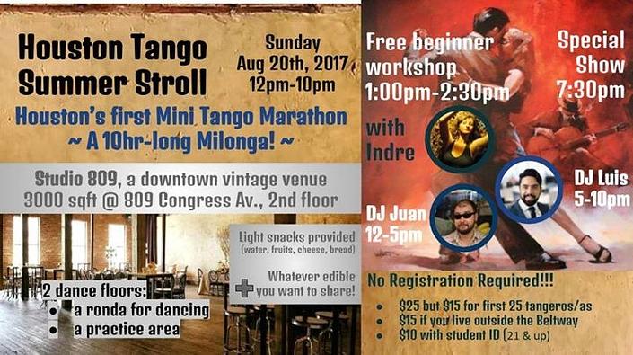 flyer image for Houston Summer Tango Stroll