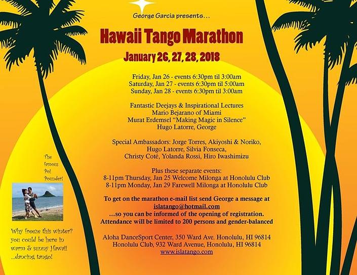 flyer image for Hawaii Tango Marathon