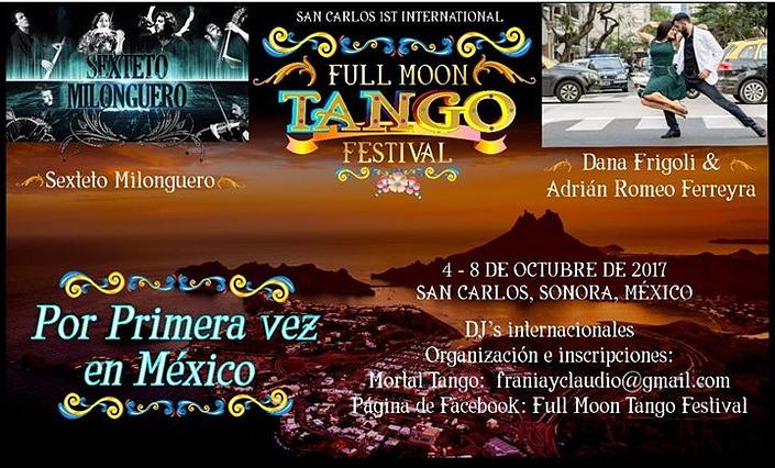 flyer image for San Carlos International Full Moon Tango Festival