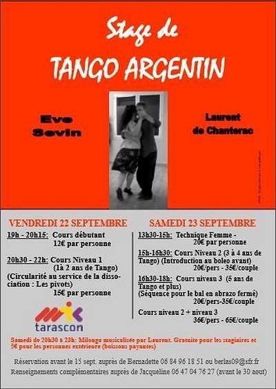 flyer image for Stage Tango Argentin Milonga