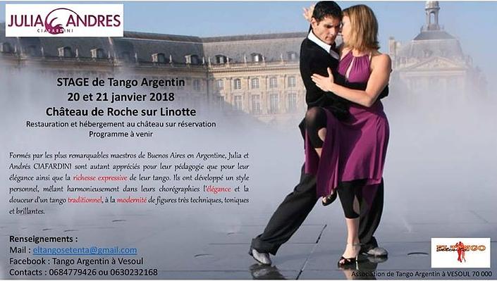 flyer image for Stage tango Argentin avec Julia et Andres Ciafardini