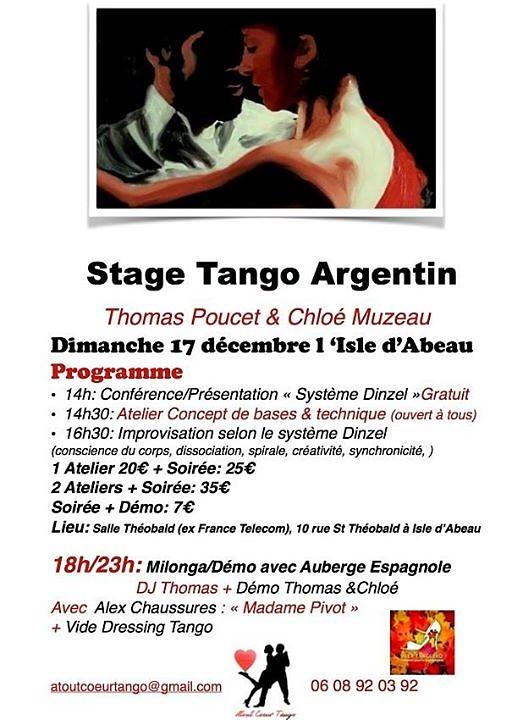 flyer image for STAGE TANGO Argentin Thomas Poucet et Chloe Muzeau Milonga