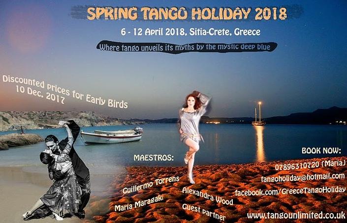 flyer image for Spring tango holiday in Crete Sitia Greece