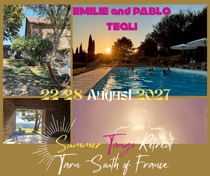 flyer image for Summer Tango retreat in Tarn South of Ffance