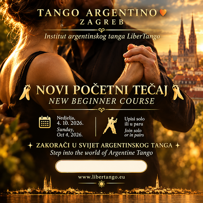 flyer image for Pocetni Tecaj Plesa Argentinskog Tanga U Zagrebu