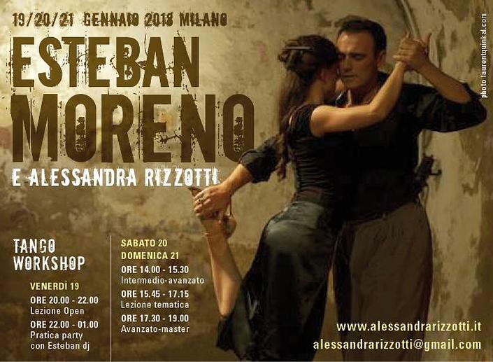 flyer image for Esteban Moreno Milano Tango Workshop