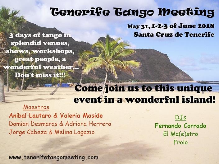 flyer image for Tenerife Tango Meeting 2018