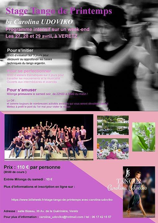 flyer image for Stage de Tango de Printemps sur un Wekend a Veretz
