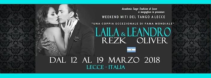 flyer image for Laila Rezk Leandro Oliver Weekend Miti del Tango Lecce