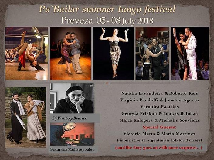 flyer image for Pa Bailar Summer tango festival 05 08 7 2018