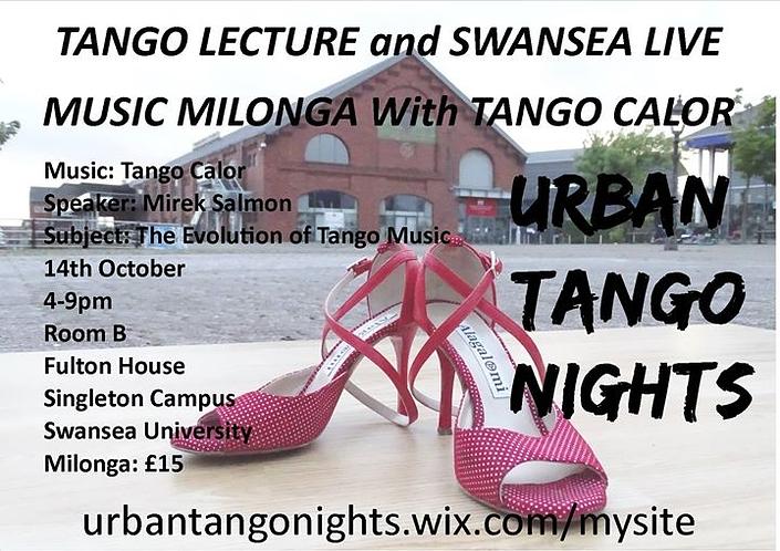 flyer image for Tango Lecture and Live Music Milonga with Tango Calor