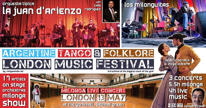 flyer image for The Argentine tango folklore London music festival