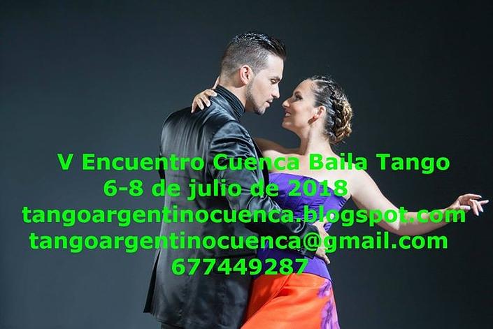 flyer image for V Encuentro Cuenca Baila Tango del 6 8 de julio de 2018