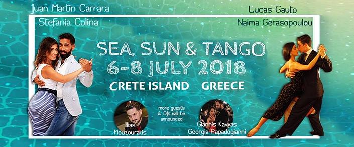 flyer image for Sunny Tango Festival in Crete island, Greece, 6-8 July 2018