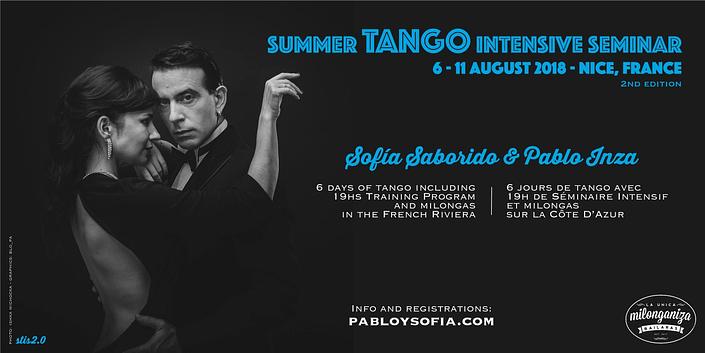 flyer image for Summer Tango Intensive Seminar - Pablo Inza - Sofia Saborido