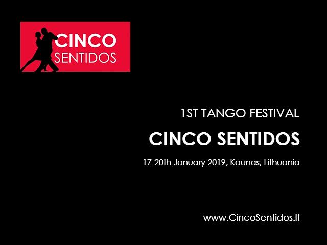 flyer image for 1st Tango Festival CINCO SENTIDOS, Kaunas, Lithuania