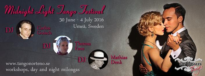 flyer image for Midnight Light Tango Festival 2016, Umea, Sweden