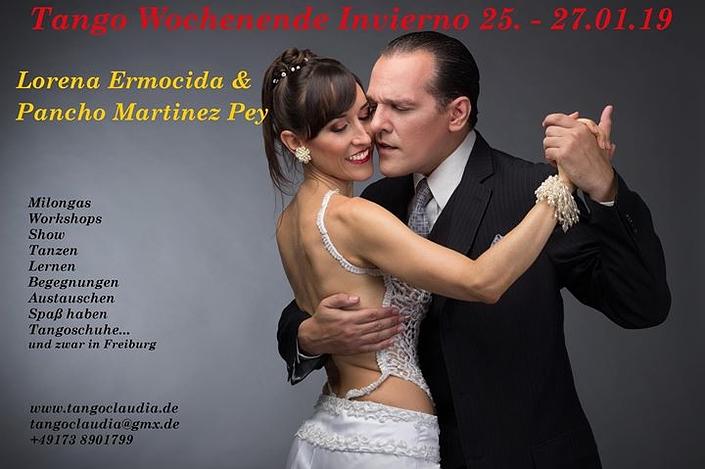 flyer image for Tangowochenende Invierno Lorena Ermocida Pancho Martinez Pey