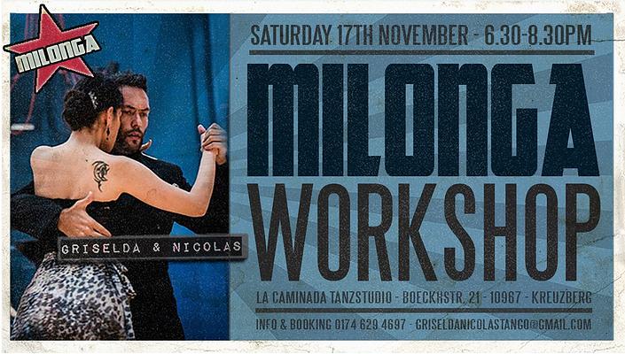 flyer image for Milonga Workshop in Berlin - Griselda and Nicolas