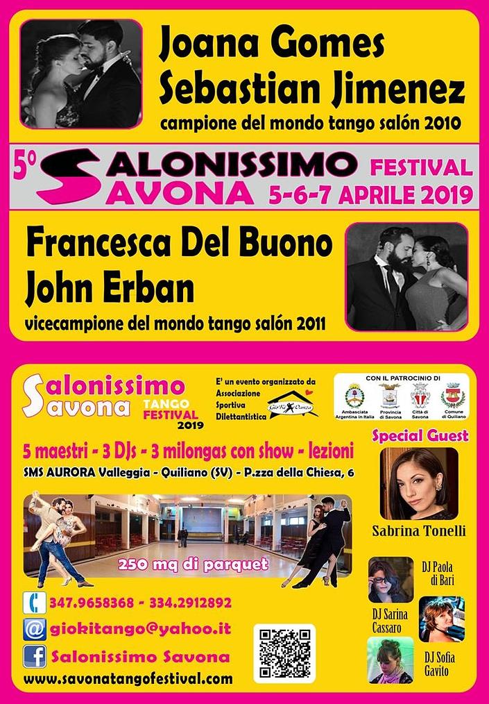 flyer image for SALONISSIMO SAVONA TANGO FESTIVAL 2019