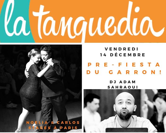 flyer image for Milonga La Nocturna, pre fiesta du Garron, DJ Adam
