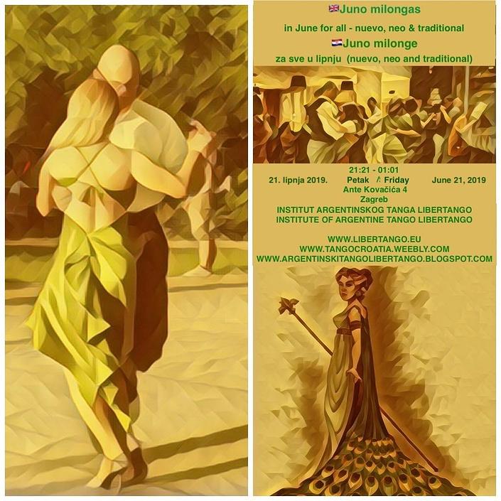 flyer image for Juno milonga for all on Friday