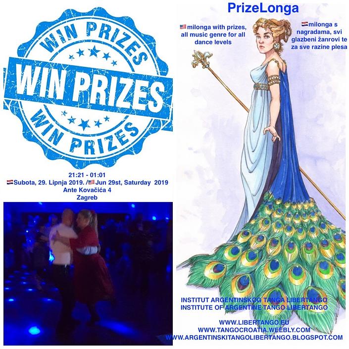 flyer image for PrizeLonga -with prizes, all music genre for all dance level
