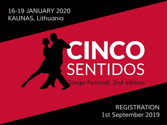 flyer image for 2nd Tango Festival CINCO SENTIDOS, Kaunas, Lithuania