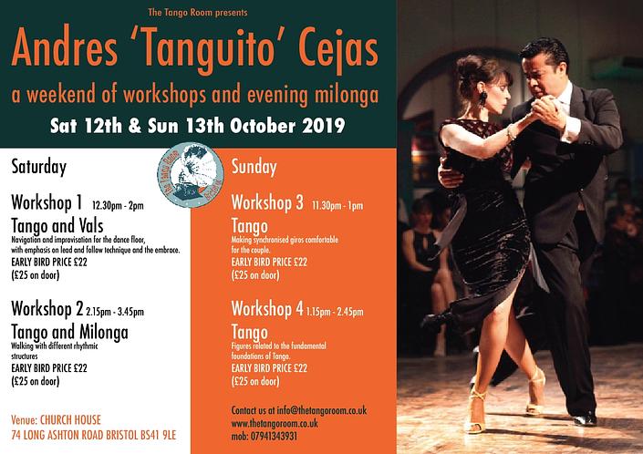 flyer image for Weekend of Workshops with Andres 'Tanguito' Cejas