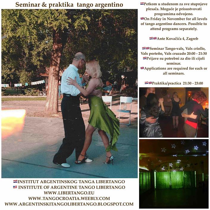 flyer image for Seminar and praktika  tango argentino