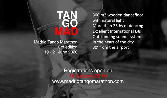 flyer image for Madrid Tango Marathon TangoMAD 2020 3th Edition