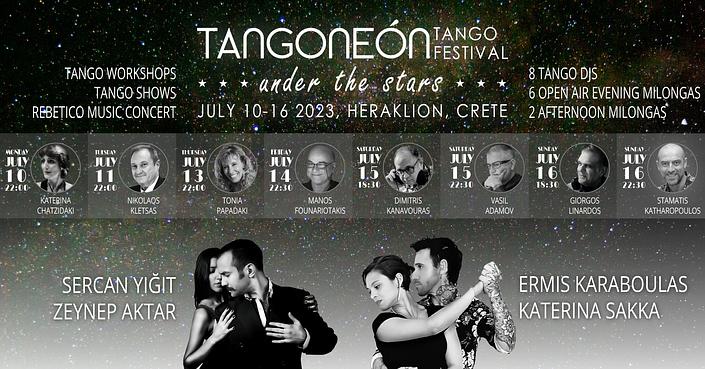 flyer image for TANGONEON Tango Festival UNDER THE STARS