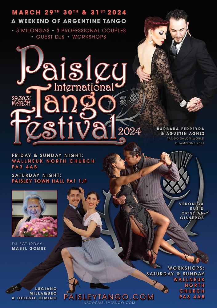 flyer image for Paisley International Tango Festival 2024- Scotland