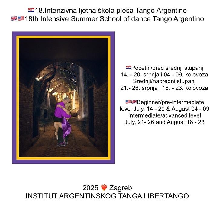 flyer image for Intenzivna ljetna skola plesa Tango Argentino,Zagreb srpanj